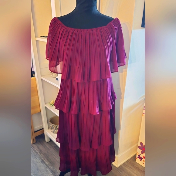 Lulu's Off-Shoulder Layered Burgundy Dress - Picture 1 of 5